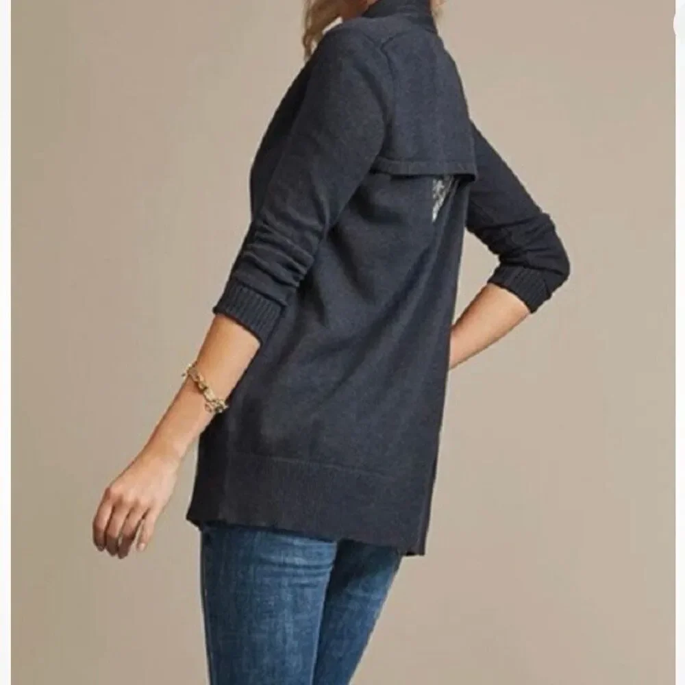 CAbi Victoria Open Cardigan Sweater‎ Blue Women's M Longline Keyhole Back